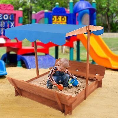 Ebay wooden sandbox kids outdoor playset w convertible canopy outdoor ...