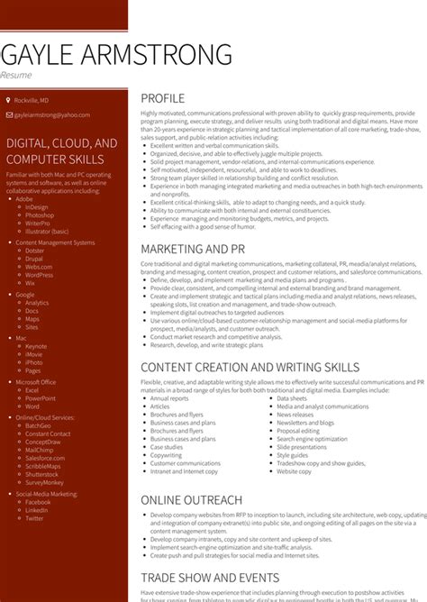 Self Resume Samples and Templates | VisualCV