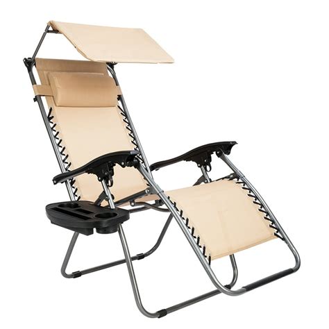 Folding Zero Gravity Recliner Lounge Chair w/ Adjustable Canopy Shade ...