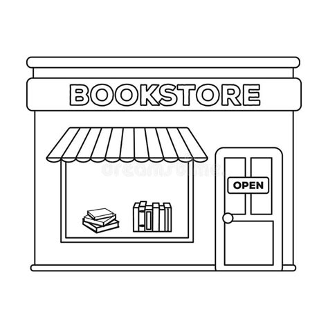 Bookstore Icon in Outline Style Isolated on White Background. Library and Bookstore Symbol Stock ...