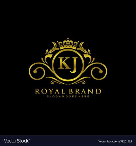 Kj letter initial luxurious brand logo template Vector Image