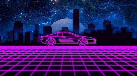 Pink car illustration, synthwave, neon, Retrowave, Ferrari Testarossa HD wallpaper | Wallpaper Flare