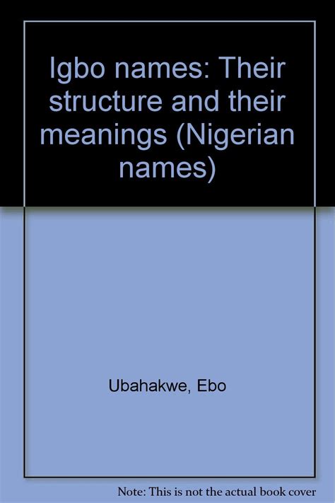 Buy Igbo names: Their structure and their meanings (Nigerian names ...