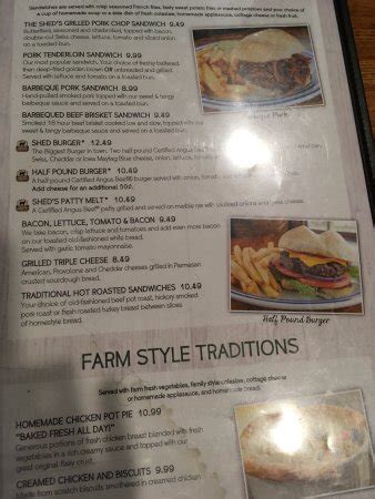 Burger and Sandwich Menu - Picture of Iowa Machine Shed Restaurant, Urbandale - TripAdvisor