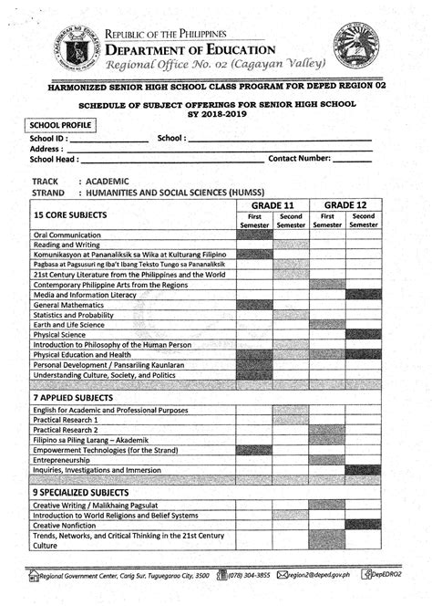 Harmonized Senior High School Class Program for SY 2019-2020 - TeacherPH