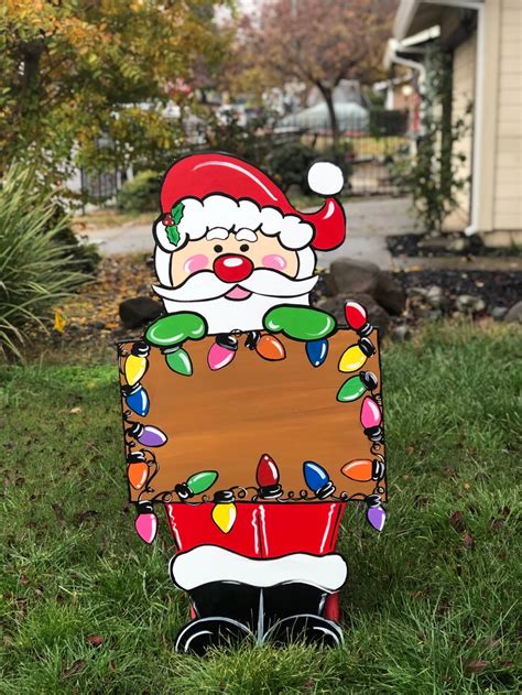 Santa Yard Sign Christmas Yard Art Santa Outdoor Decoration - Etsy