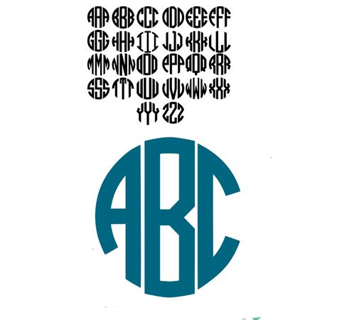 Circle Monogram Font SVG EPS DXF Instant Download A-Z Cut