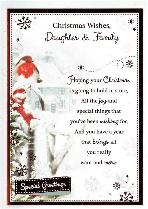 Daughter And Family Christmas Card With Robin And Sentiment Verse Design - With Love Gifts & Cards