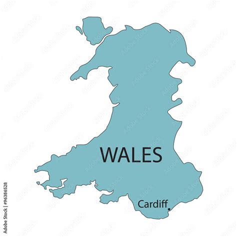 vector map of Wales with indication of Cardiff Stock Vector | Adobe Stock