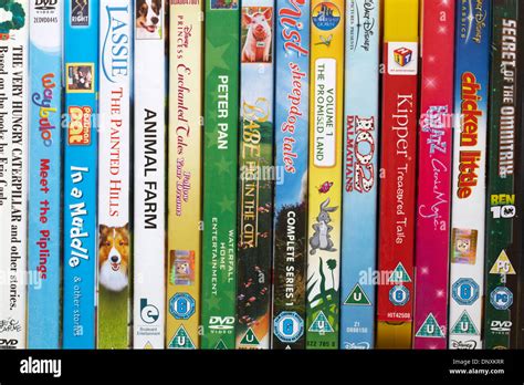 row of children's DVDs Stock Photo: 65125195 - Alamy