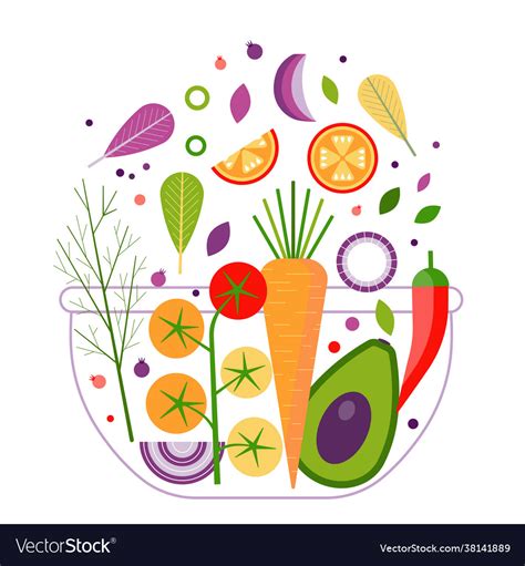 Vegan salad bowl recipe for organic dinner Vector Image