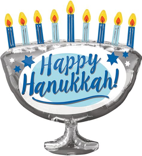 Anagram Happy Hanukkah! Menorah Giant 26"x29" Foil Balloon, Silver Blue ...