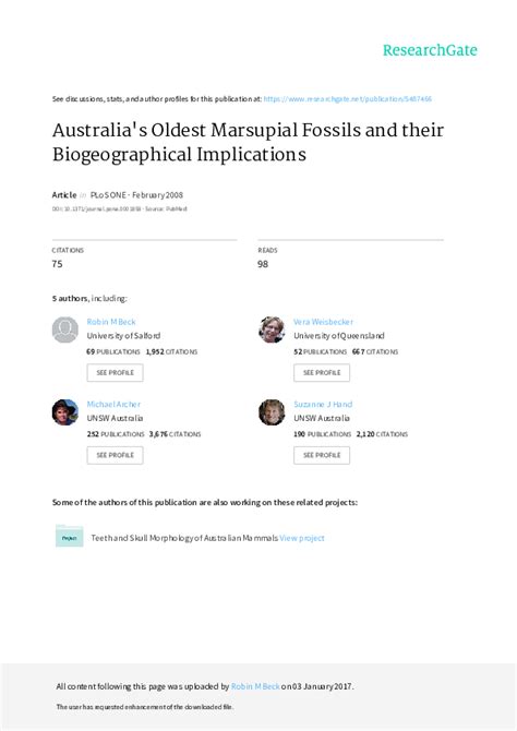 (PDF) Australia's oldest marsupial fossils and their biogeographical implications | Henk ...