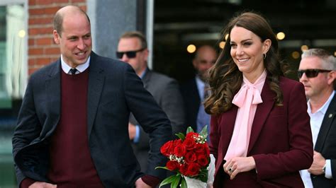 Will and Kate coordinate outfits, as Kate wears sleek plum suit