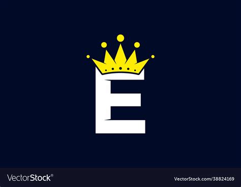 Initial e letter with crown Royalty Free Vector Image