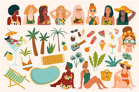 Vector set of summer illustrations 2438847 Vector Art at Vecteezy