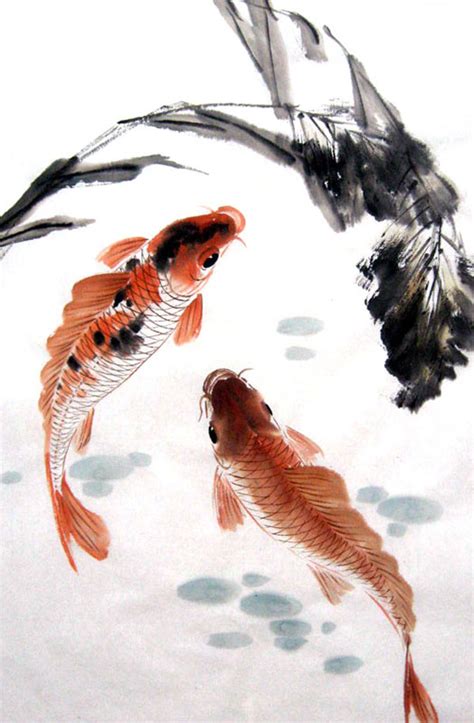 Chinese Koi Fish Painting 0 2805012, 69cm x 46cm(27〃 x 18〃)