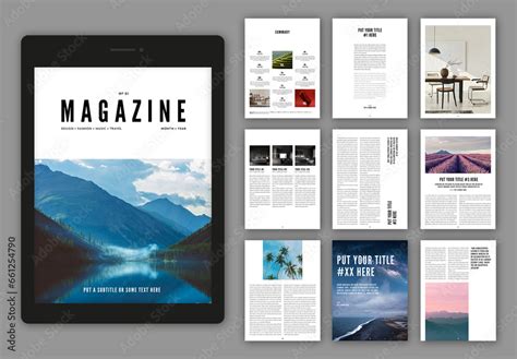 Digital Magazine Layout Stock Template | Adobe Stock