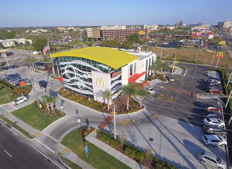 Aerial view of the world's largest McDonald's in Orlando, Florida. The restaurant has a floor ...