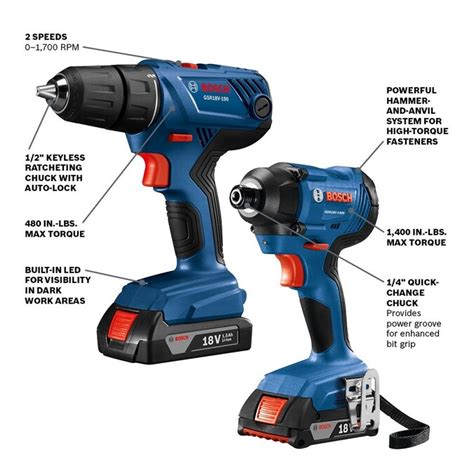 Bosch 2-Tool 18-Volt Power Tool Combo Kit with Soft Case (2-Batteries ...