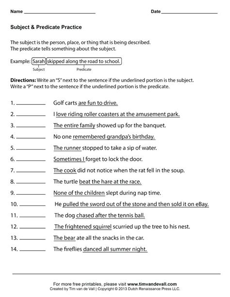 Compound Subject And Predicate Worksheets