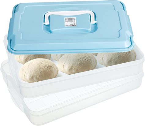 Tioncy Double Layer Pizza Dough Proofing Box with Lid and Handle, 13x9 ...