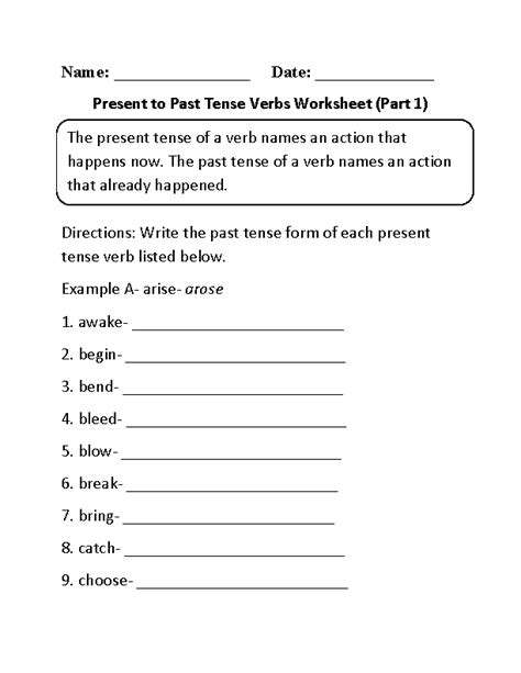 Verbs Worksheets | Verb Tenses Worksheets