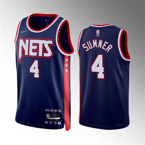 Mens Brooklyn Nets #4 Edmond Sumner Diamond Nike Navy NBA 75TH 2021-22 ...