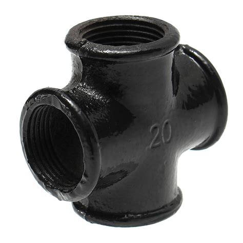 3/4 Inch Black Iron Pipe Threaded Cross Fitting Plumbing Malleable Cross Pipes Fittings ...