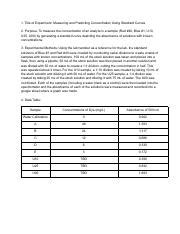 Exp 6 Standard Curves Lab Report.pdf - 1. Title of Experiment: Measuring and Predicting ...