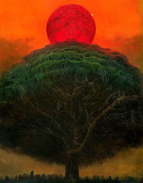 Untitled - Tree of Eden Painting by Zdzislaw Beksinski - Fine Art America