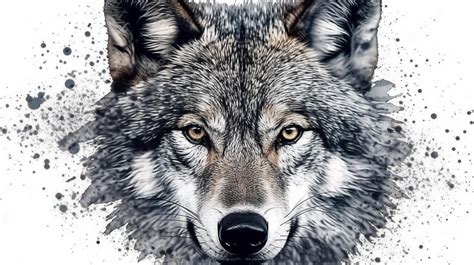 Premium Photo | Portrait of a wolf digital painting on a white ...