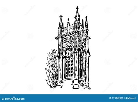 Clock Tower Drawing Vector Illustration Clip Art Stock Illustration - Illustration of black ...