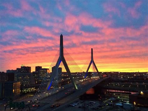 Zakim Bridge at Sunset Boston Strong, In Boston, South End, Back Bay ...