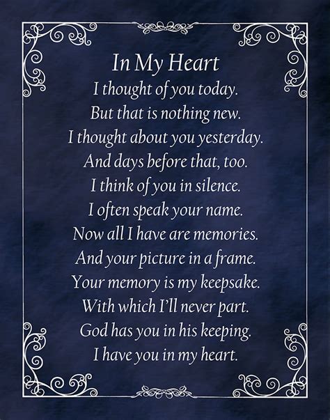 In My Heart Bereavement Poem Art Print From the Heart - Etsy Sweden