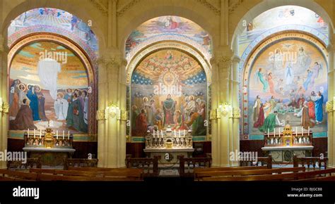 Interior of Rosary Basilica, Lourdes Stock Photo - Alamy