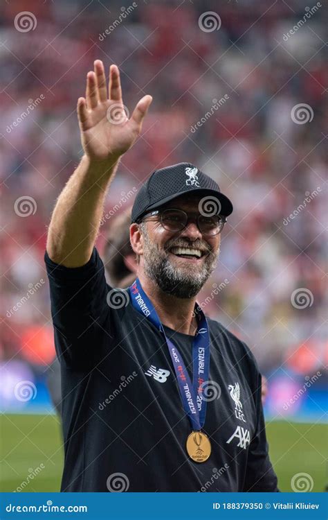 Jurgen Klopp Coach Manager of Liverpool FC Celebrating in the UEFA Super Cup Editorial Image ...