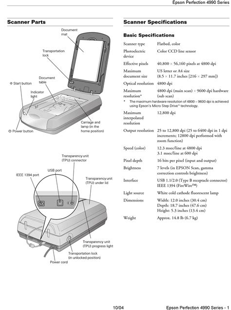 EPSON PERFECTION 4990 PRODUCT INFORMATION MANUAL Pdf Download | ManualsLib