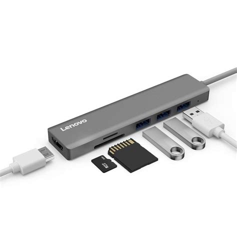 Lenovo USB C Hub, Ultra Slim Aluminum USB C Adapter with 3 USB 3.0 ...