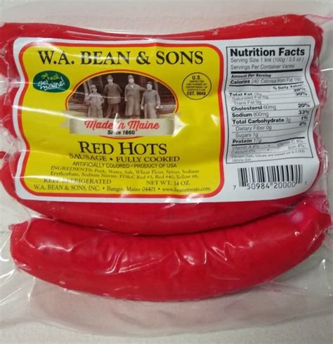 Pork "Red Hot" Sausage - W.A. Bean & Sons