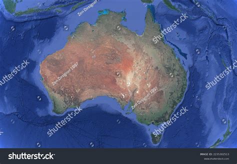 Australia Satellite Map Illustration High Quality Stock Illustration 2235302513 | Shutterstock