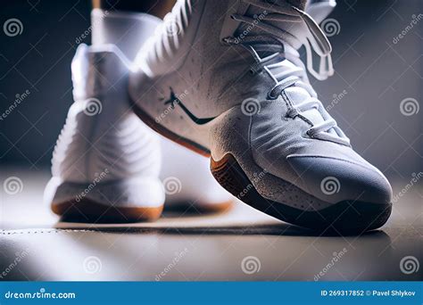 High-top Classic White Leather Basketball Shoe Sneaker Stock Photo ...