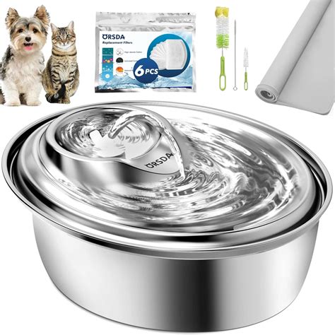 Pet Supplies : ORSDA Cat Water Fountain Stainless Steel, Pet Water ...