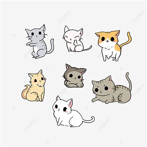 Cartoon Cat Clipart SVG, Cute Cat Clipart, Cat Clipart PNG, Design Elements, Transparent ...