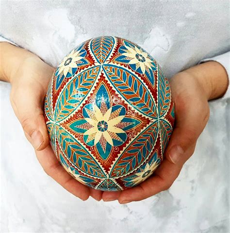 Ostrich egg Pysanka Ukrainian Easter egg ornament hand painted IN STOCK ...