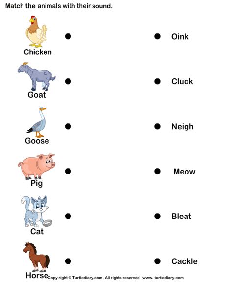 Sounds of Farm Animals | Turtle Diary Worksheet