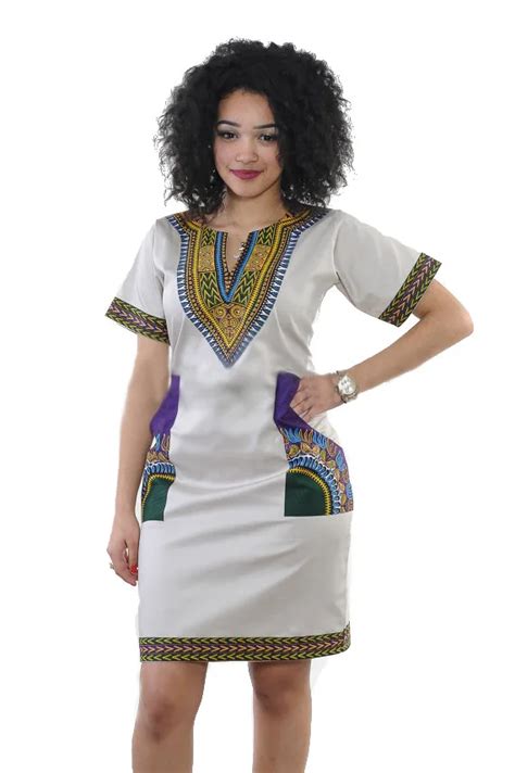 2016 African Clothing Traditional Dress For Women Africa Print Dress Women Deep V Neck Knee ...