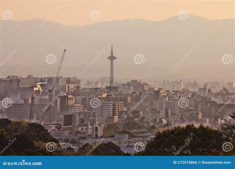 Kyoto city sunset light stock photo. Image of tower - 272575866