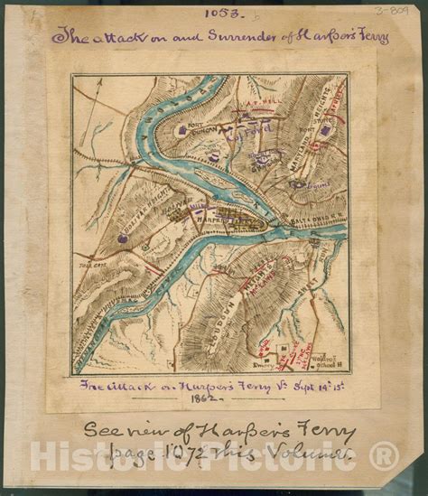 Historic 1862 Map - The Attack on and Surrender of Harper's Ferry in 2022 | Harpers ferry ...