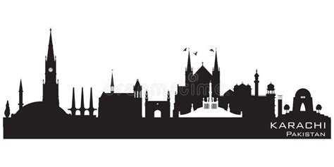 Pakistan, Karachi City Skyline Isolated Vector Illustration. Pakistan, Karachi Travel Black ...